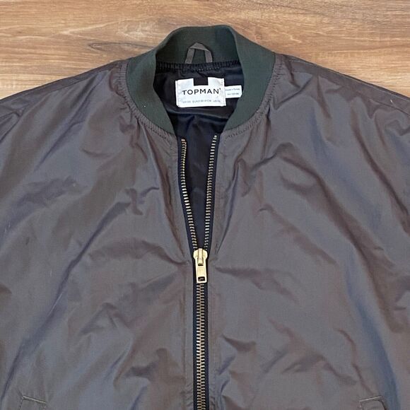 Topman Jacket Mens XS Olive Green Full Zip Windbreaker Performance Elastic Waist - Picture 2 of 10